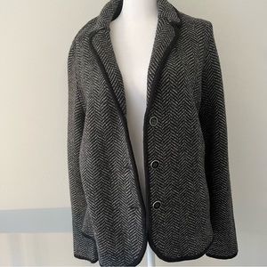 Women's Black and Gray Herringbone Jacket 100% Merino Wool